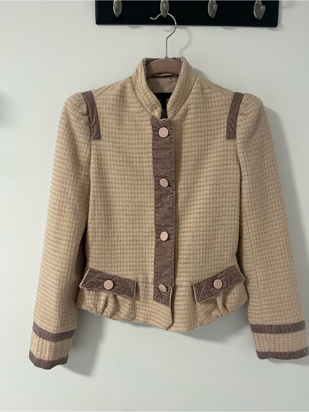 Marc Jacobs Vintage 2000’s Pale Pink Blazer with Mauve Trim and Button Accents